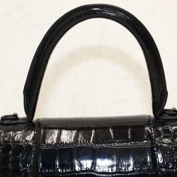Balenciaga Hourglass Small Handbag Crocodile Embossed - Black - Picture 8 of 14